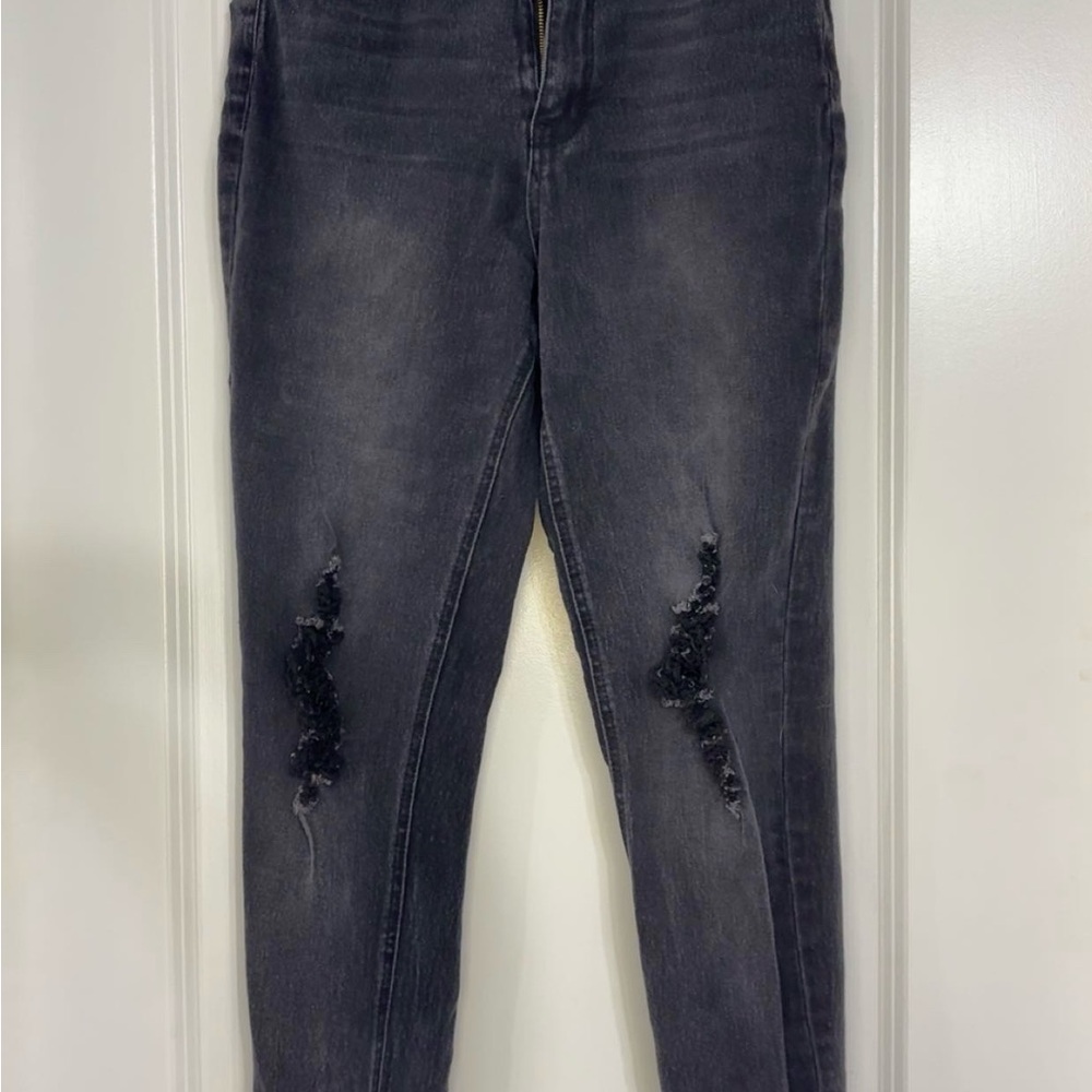 Distressed Black Women Jeans